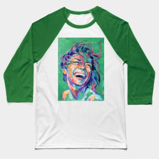 Abstract picture of a beautiful girl on a green background. Baseball T-Shirt